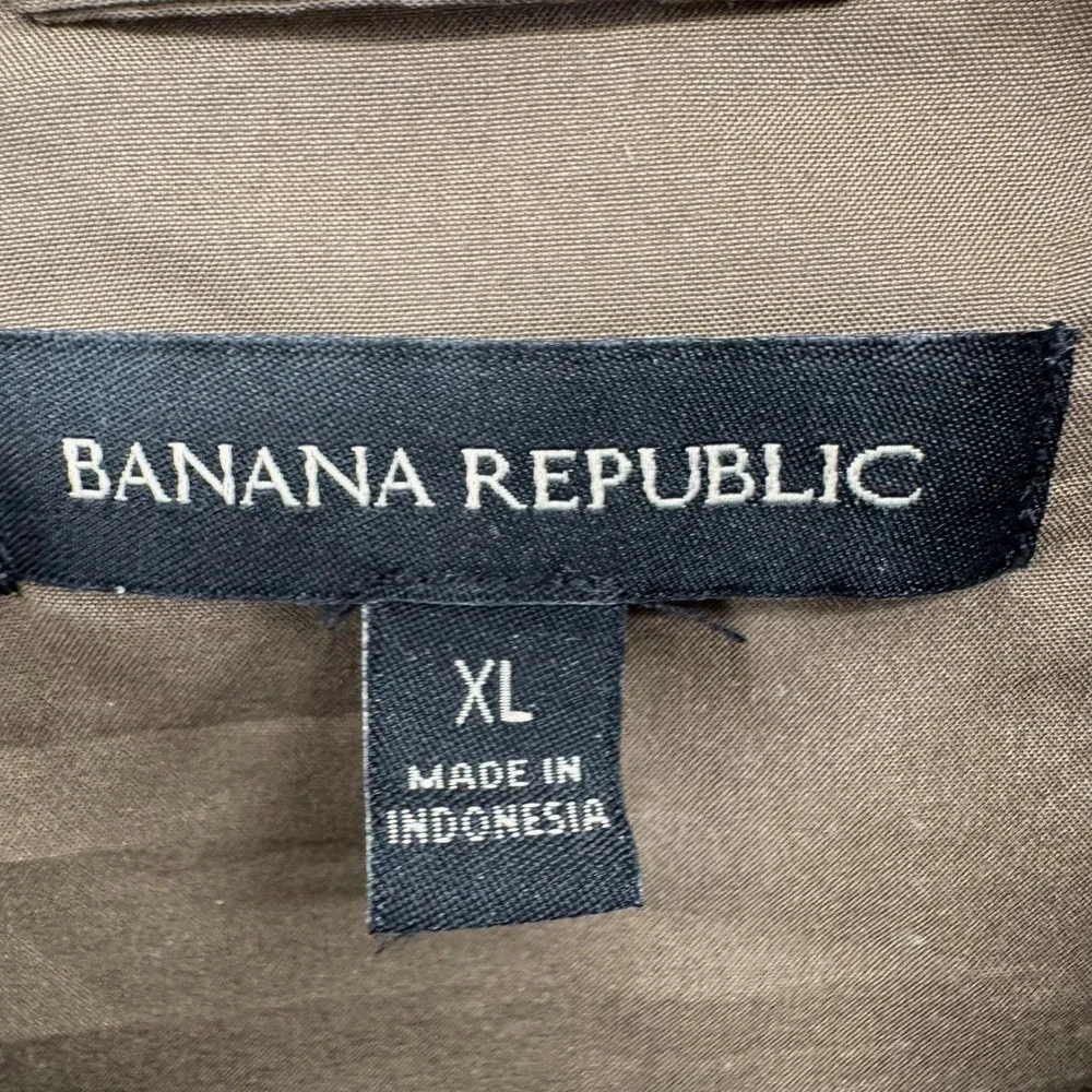 Banana Republic Heritage Shirt Jacket Mens XL Taupe Brown Tan Lined Button Up